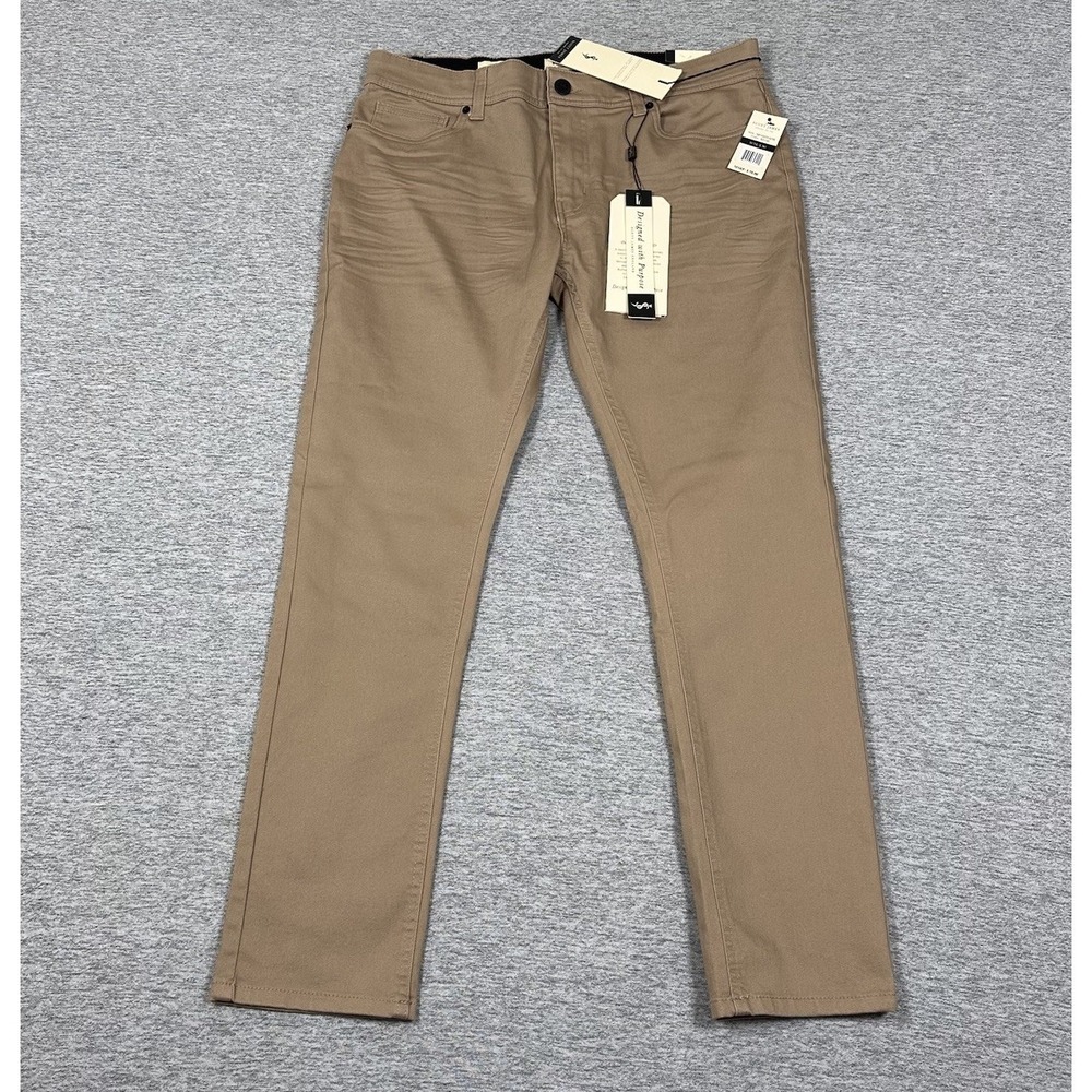 Scott James Pants Mens Size 34x30 Khaki Slim Fit Stretch Preppy Modern Chino NEW